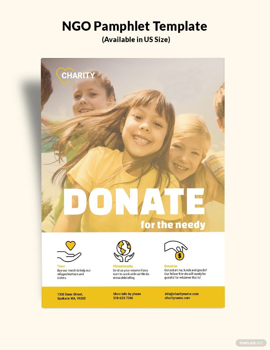 NGO Pamphlet Template in Word, Google Docs, Illustrator, PSD, Apple Pages, Publisher, InDesign