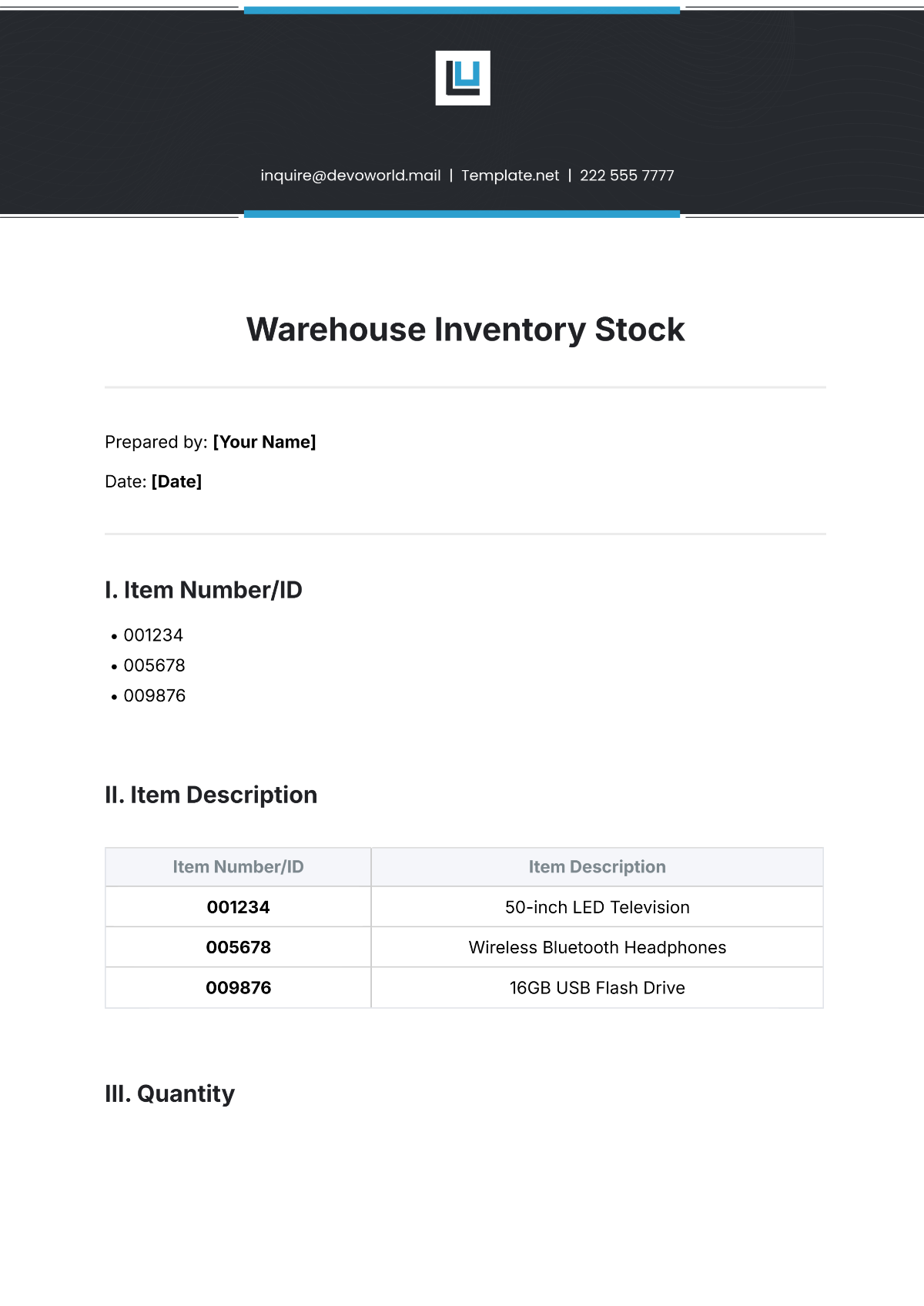 Warehouse Inventory Stock Template - Edit Online & Download