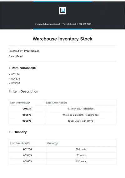 Free Warehouse Inventory Stock Template to Edit Online