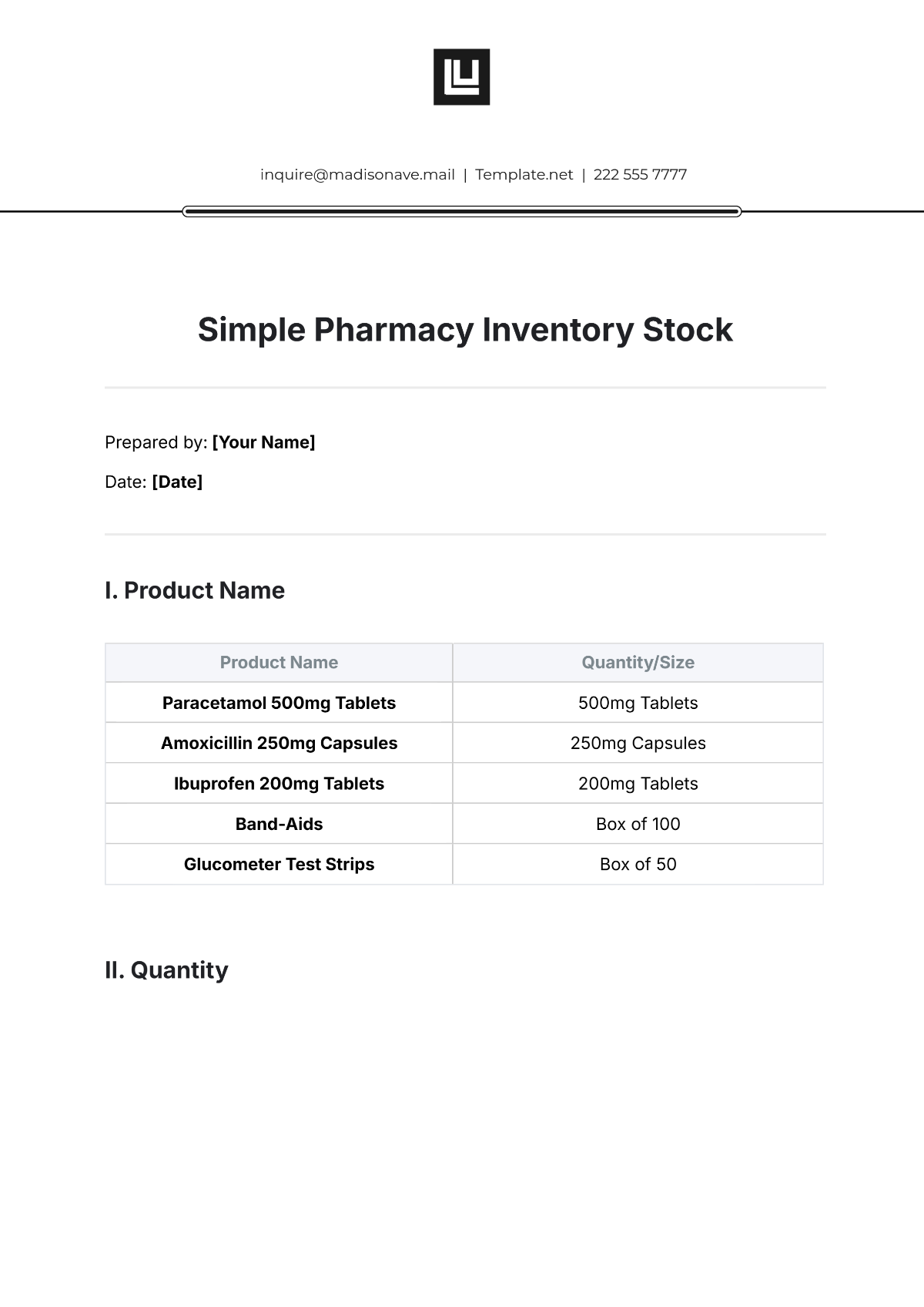 Simple Pharmacy Inventory Stock Template - Edit Online & Download