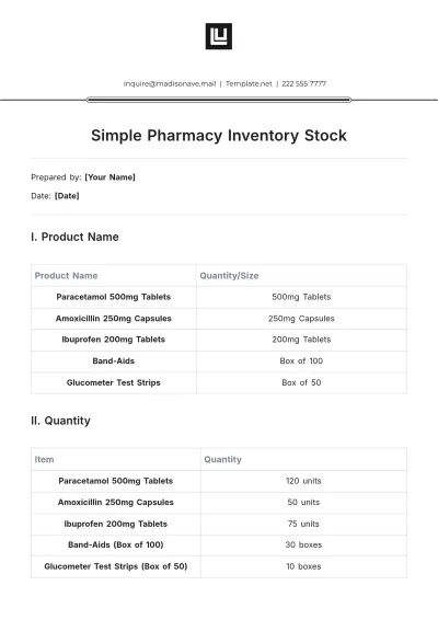 Free Simple Pharmacy Inventory Stock Template to Edit Online
