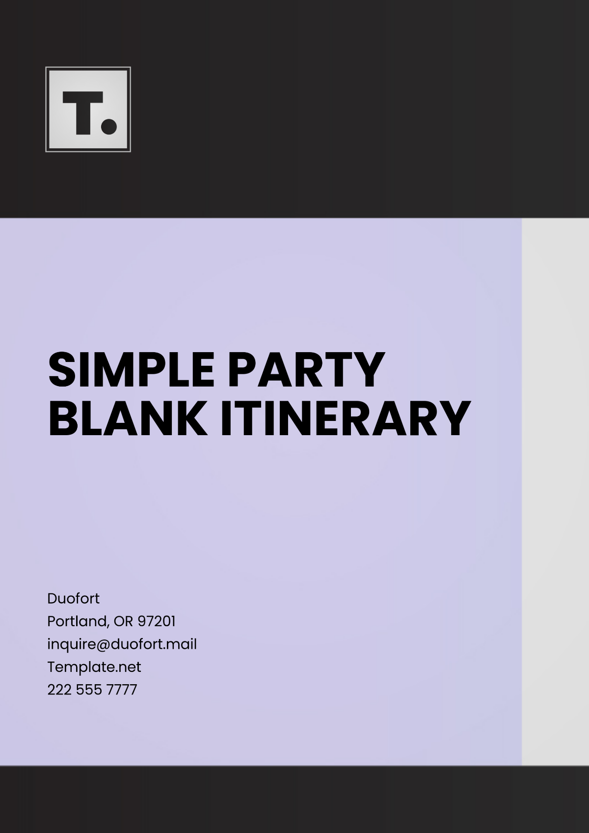 Simple Party Blank Itinerary Template - Edit Online & Download