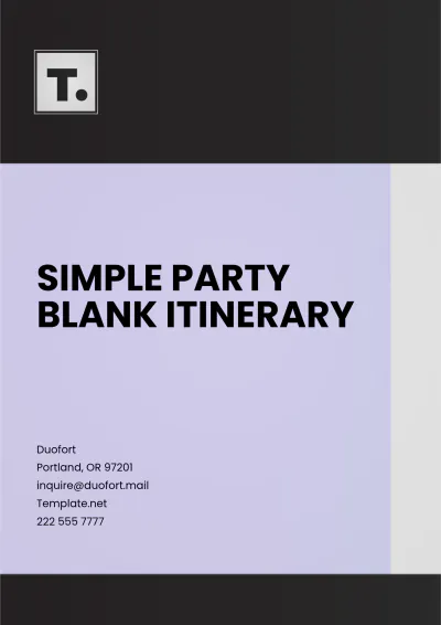 Free Simple Party Blank Itinerary Template to Edit Online