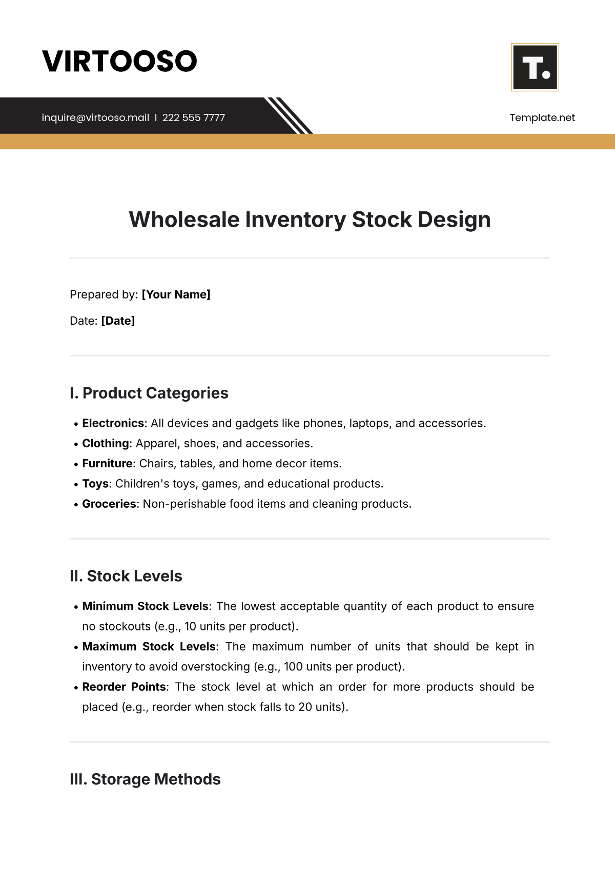 Wholesale Inventory Stock Design Template - Edit Online & Download