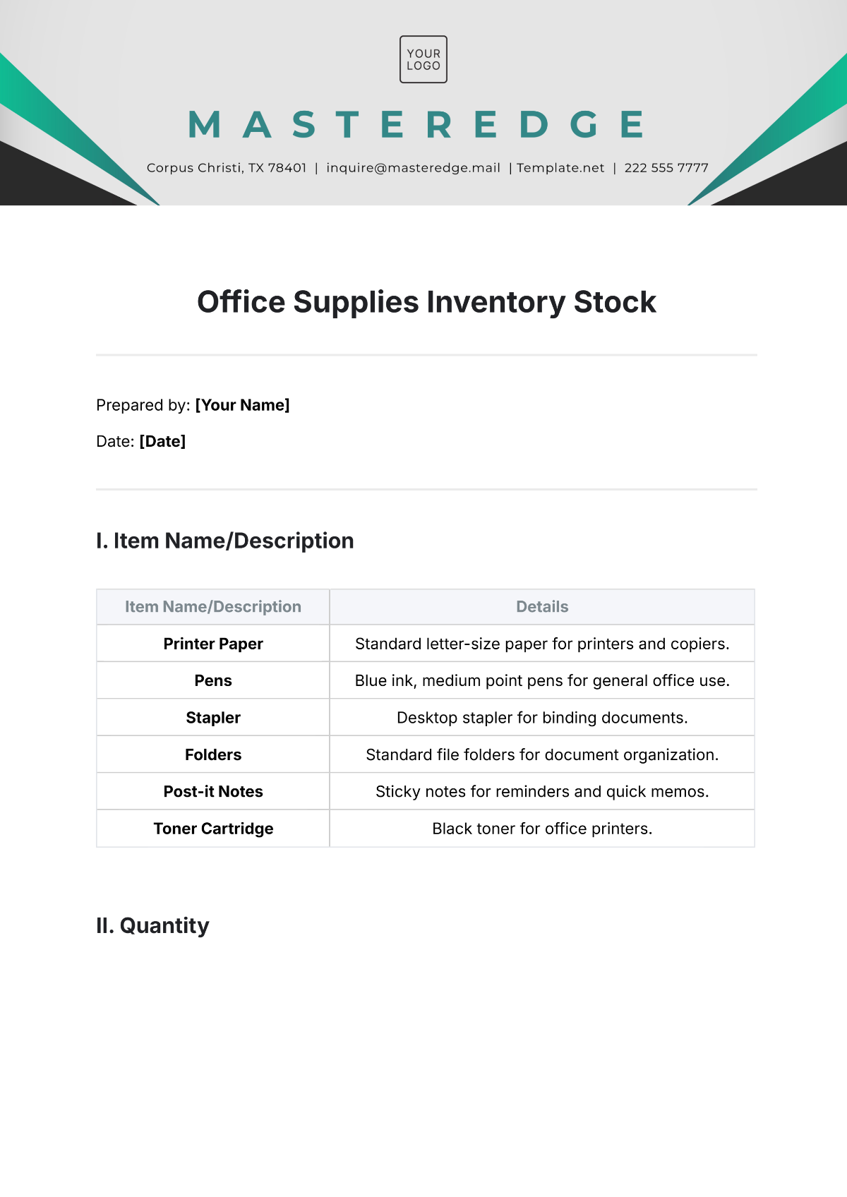 Office Supplies Inventory Stock Template - Edit Online & Download