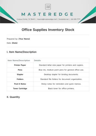 Free Office Supplies Inventory Stock Template to Edit Online