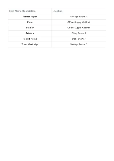 Free Office Supplies Inventory Stock Template to Edit Online