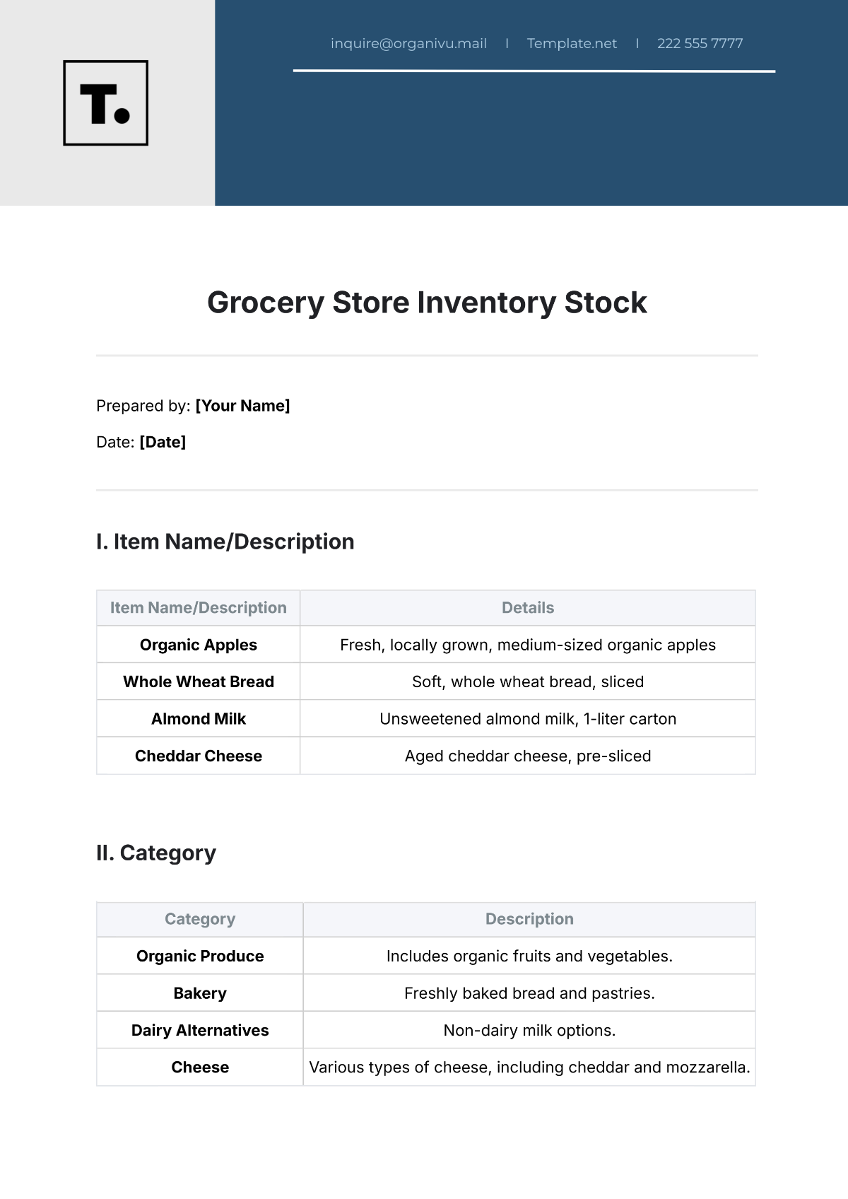 Grocery Store Inventory Stock Template - Edit Online & Download