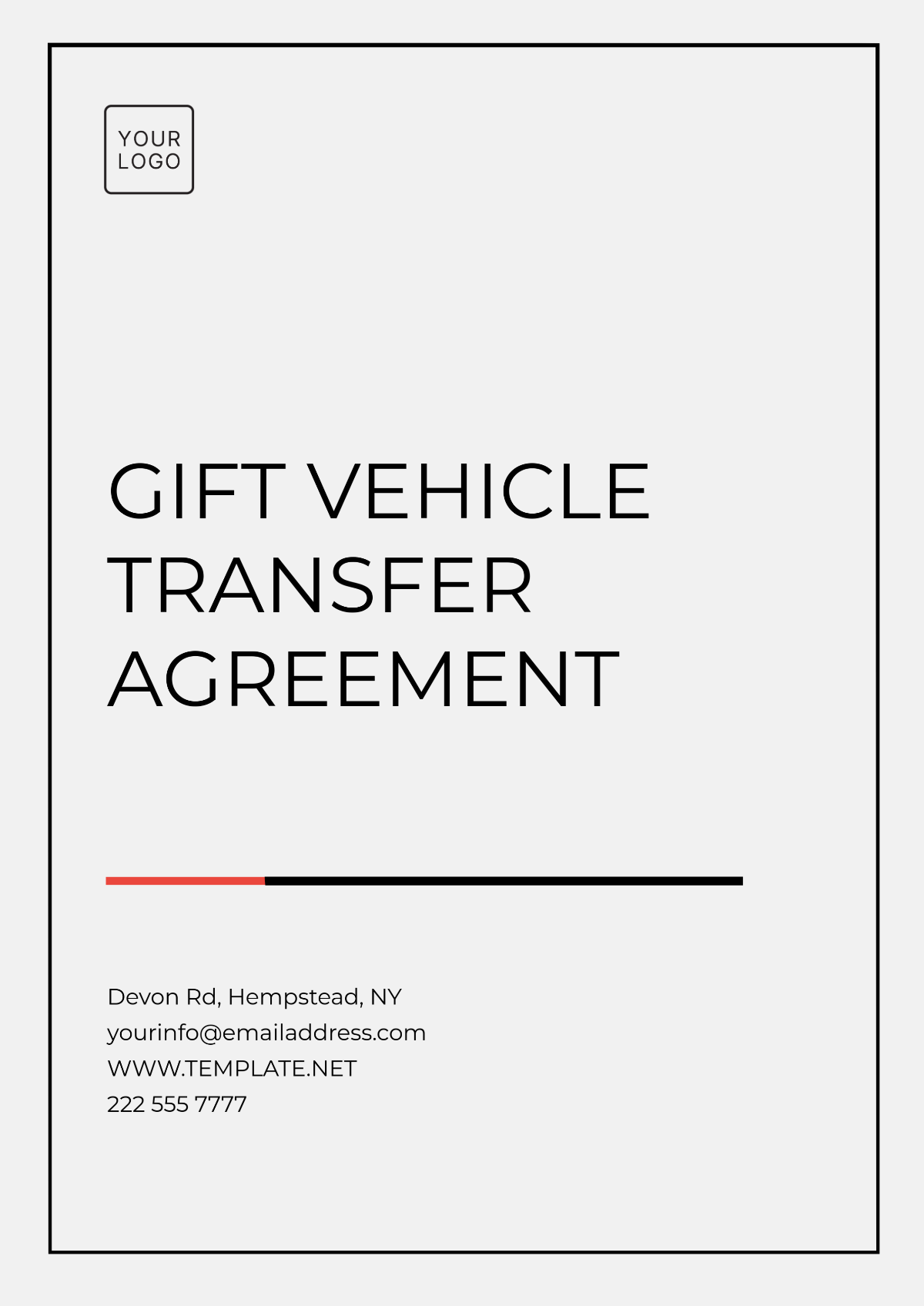 Gift Vehicle Transfer Agreement Template - Edit Online & Download