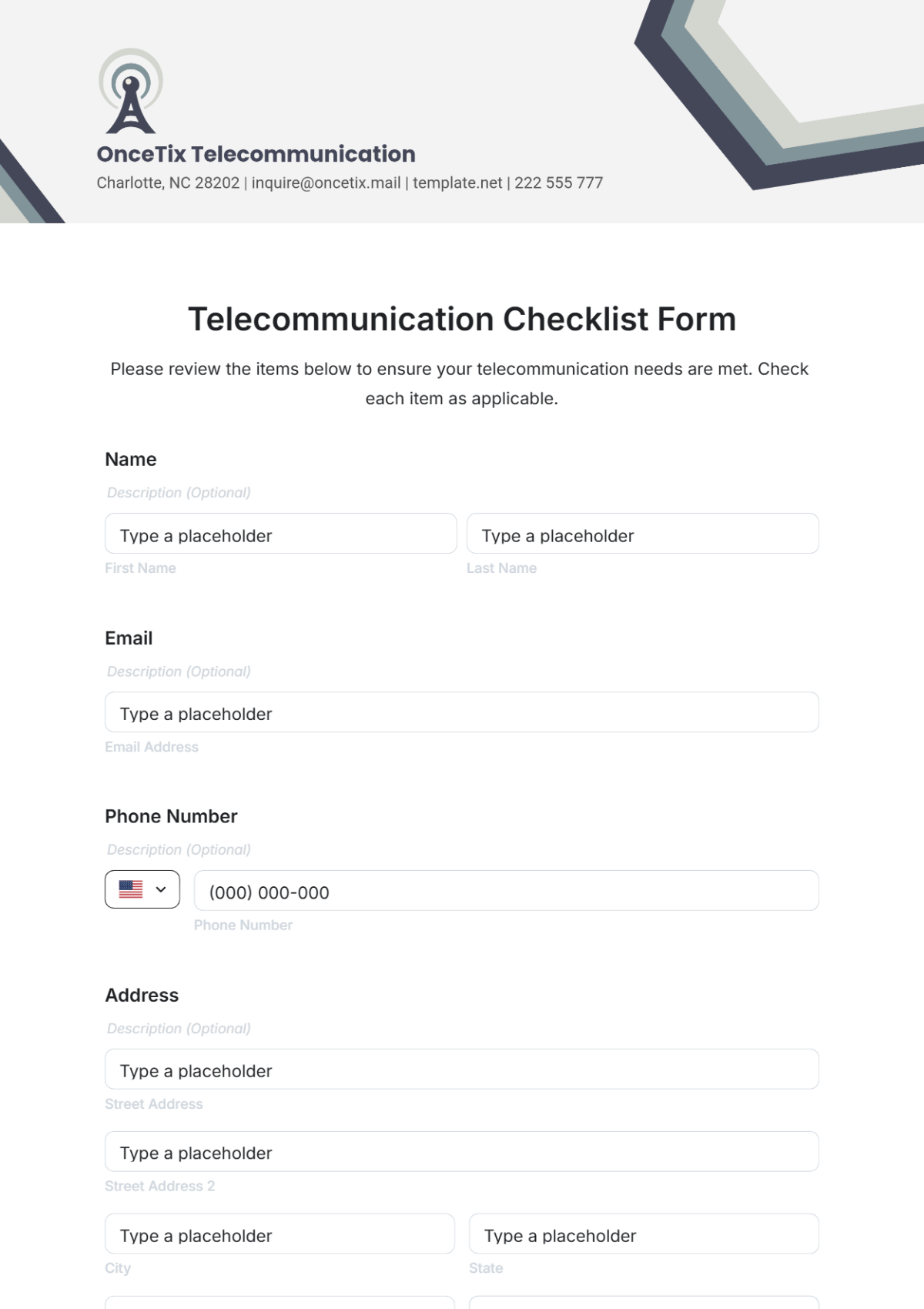 Telecommunication Checklist Form Template - Edit Online & Download