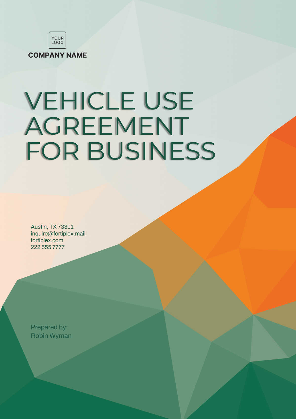 Vehicle Use Agreement for Business Template - Edit Online & Download