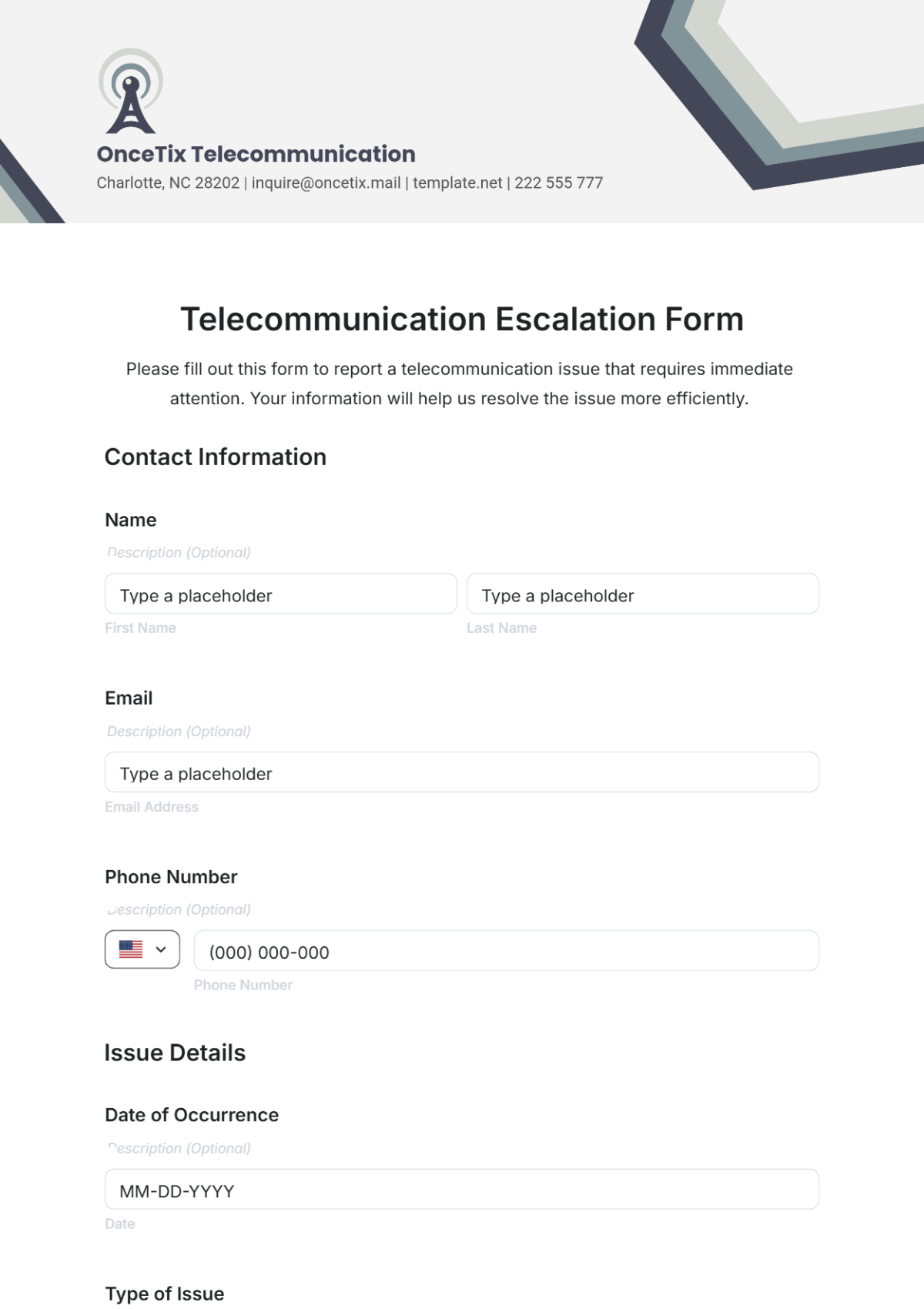 Telecommunication Escalation Form Template - Edit Online & Download