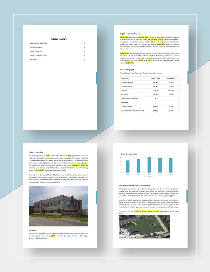 Real Estate Property Valuation Report Template