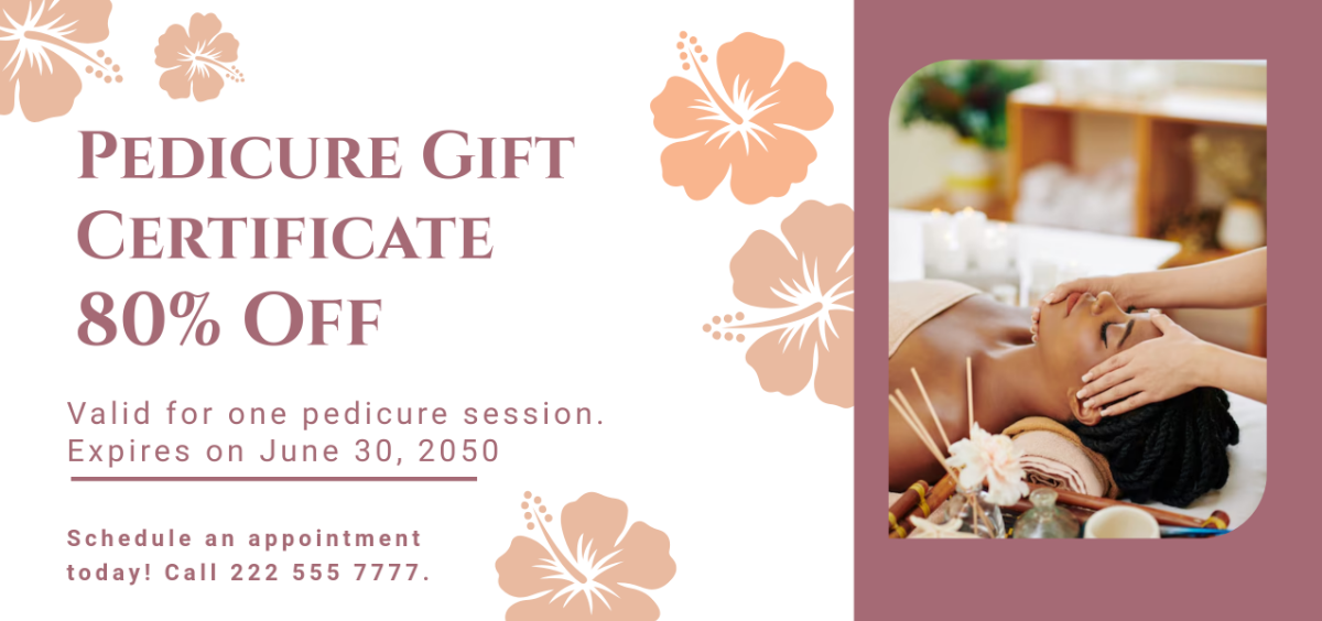 Free Spa Pedicure Gift Certificate Template - Edit Online & Download