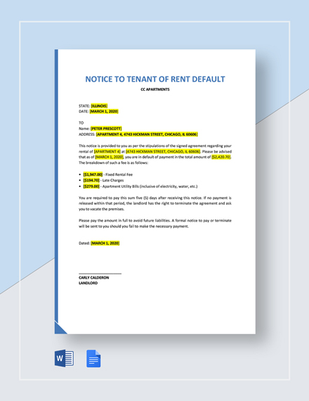 Free Move Out Notice To Tenant Template - Pdf 