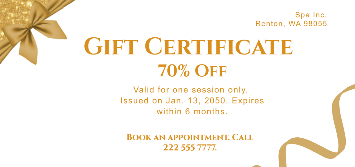 Free Modern Spa Gift Certificate Template - Edit Online & Download