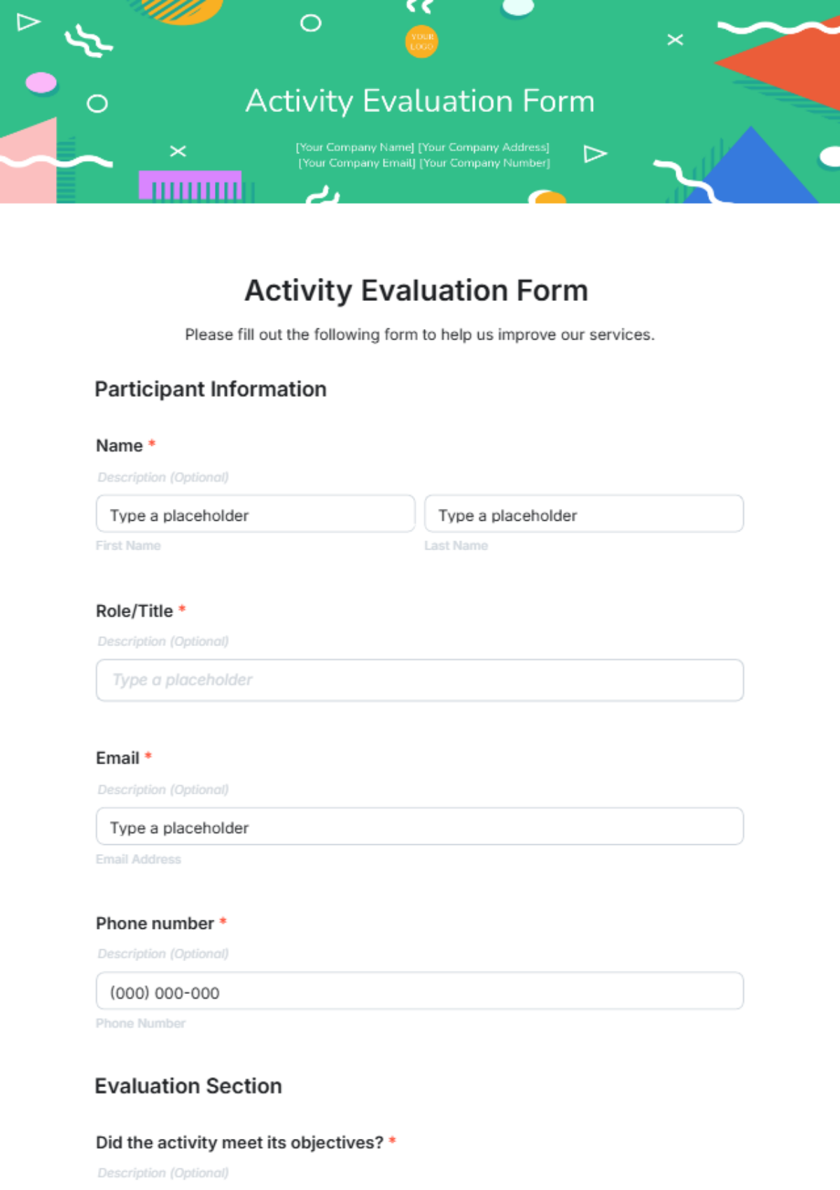 Activity Evaluation Form Template - Edit Online & Download