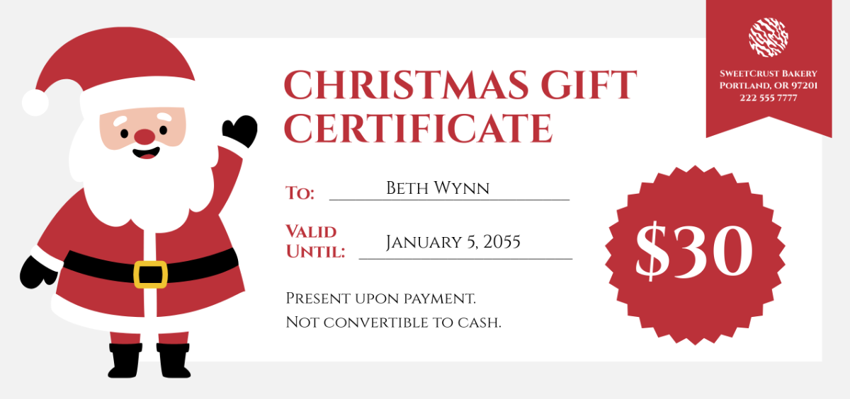 Free Fillable Christmas Gift Certificate Template - Edit Online & Download