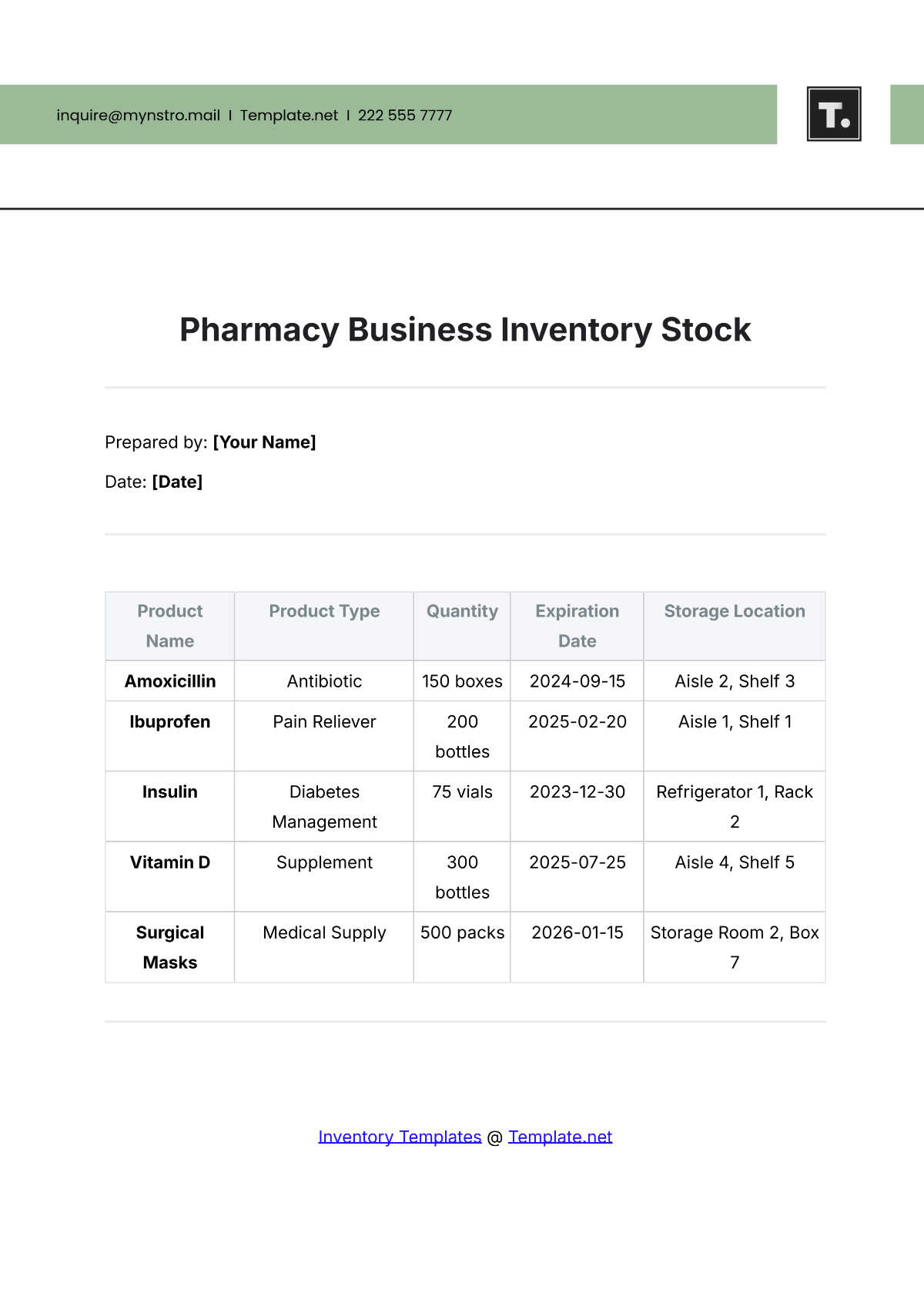 Pharmacy Business Inventory Stock Template - Edit Online & Download