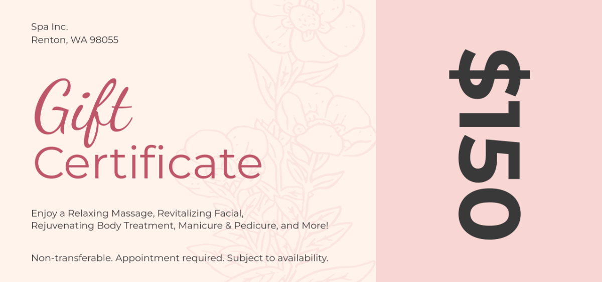 Free Gift Spa Certificate Template - Edit Online & Download