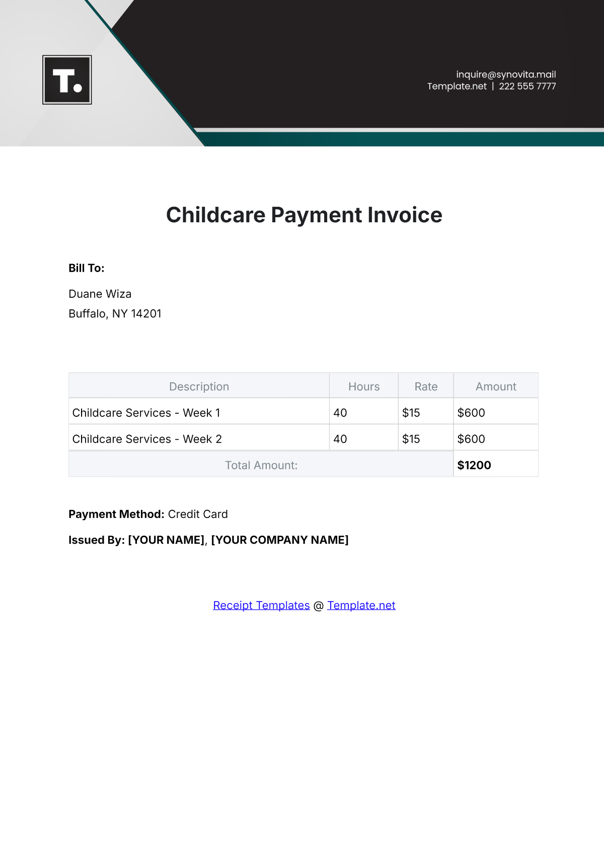 Childcare Payment Invoice Template - Edit Online & Download