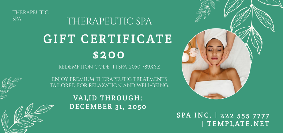 Free Therapeutic Spa Gift Certificate Template - Edit Online & Download