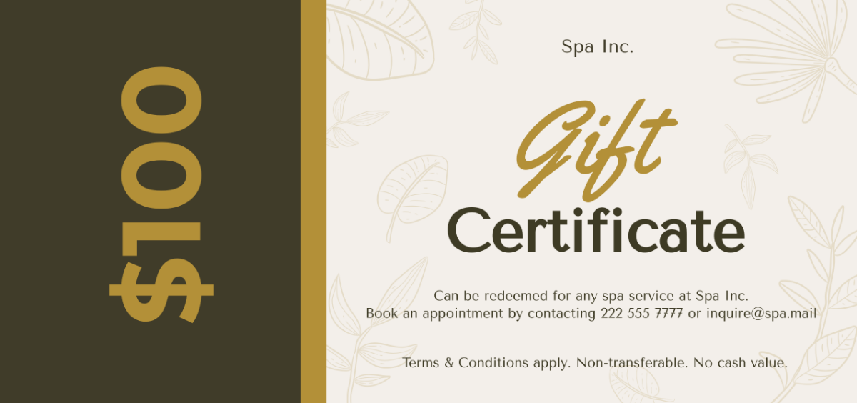 Free Simple Spa Gift Certificate Template - Edit Online & Download