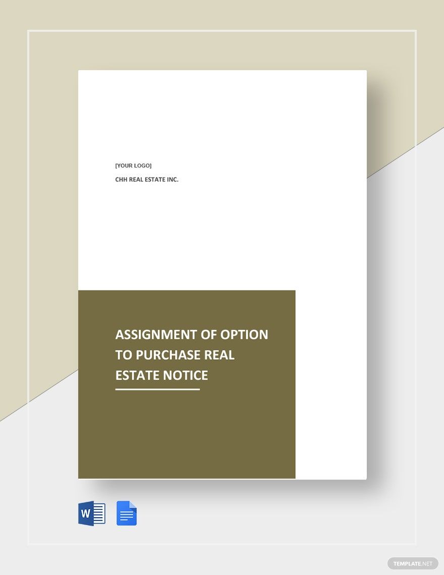 Assignment Of Option To Purchase Real Estate Template