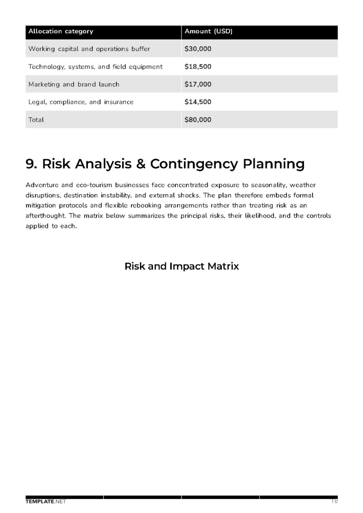 Free Tourism Business Plan Template to Edit Online
