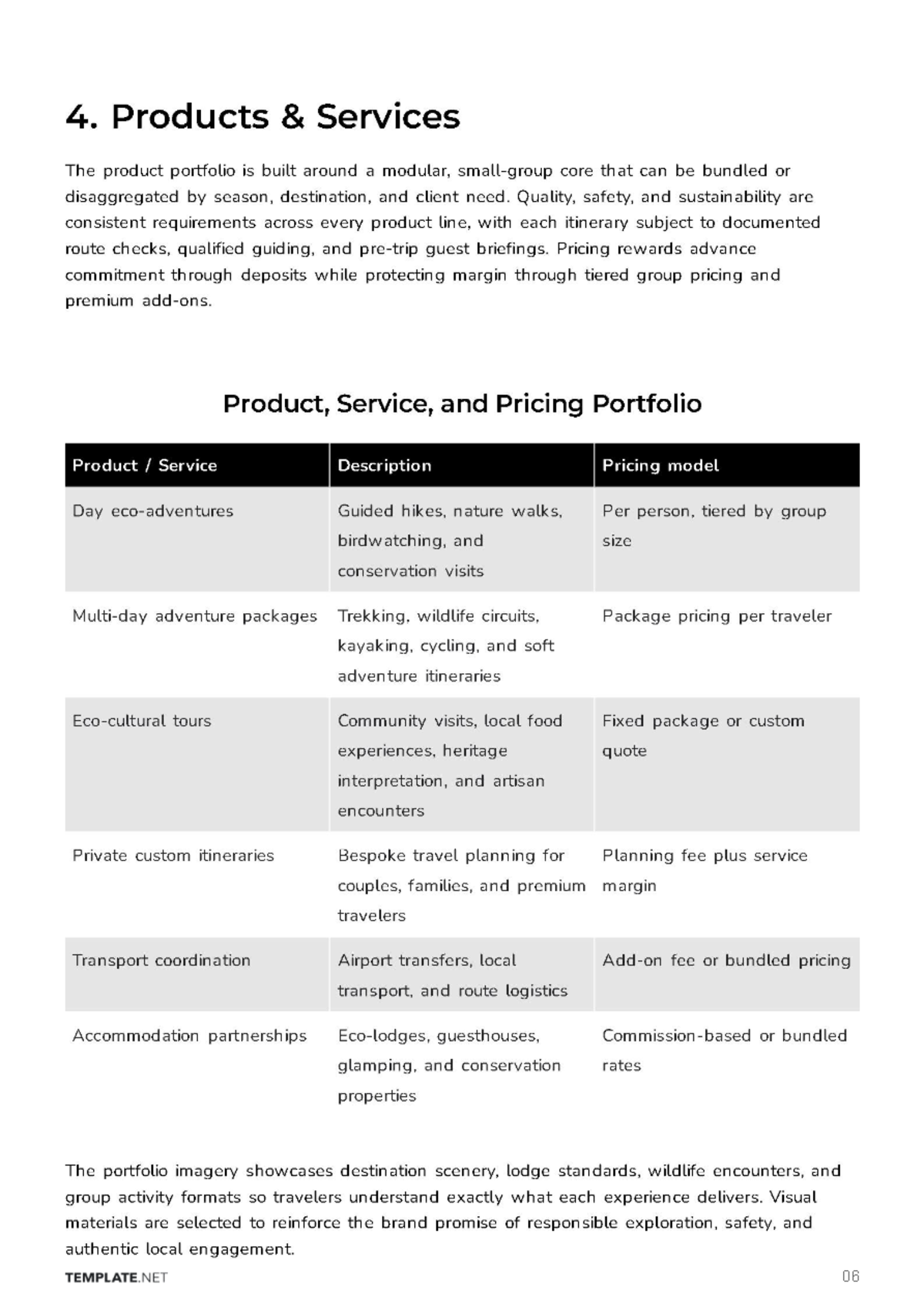 Free Tourism Business Plan Template to Edit Online