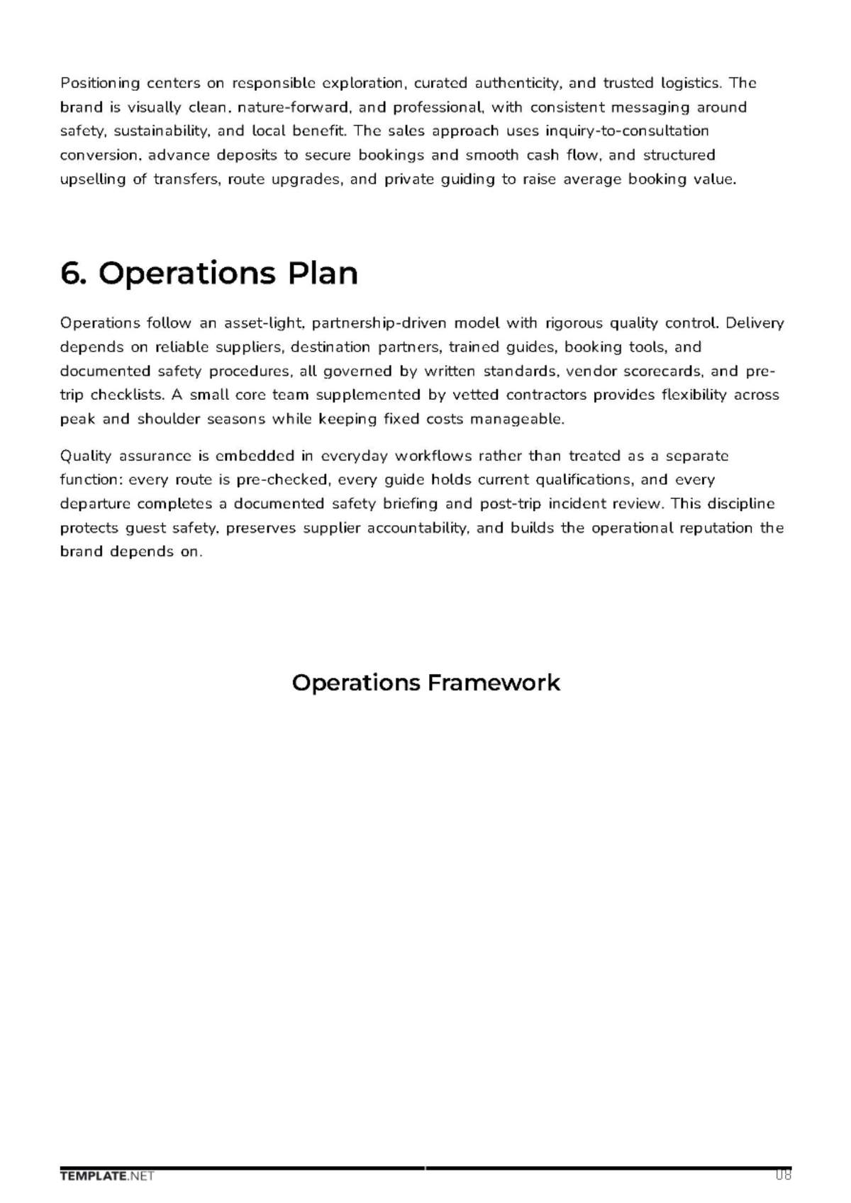 Free Tourism Business Plan Template to Edit Online