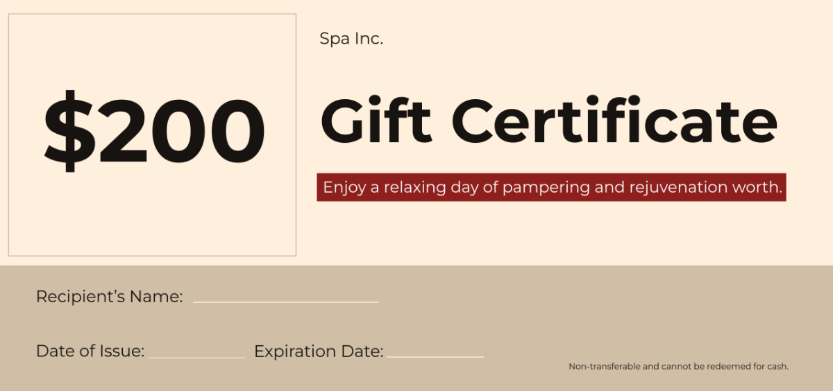 Free Blank Spa Gift Certificate Template - Edit Online & Download