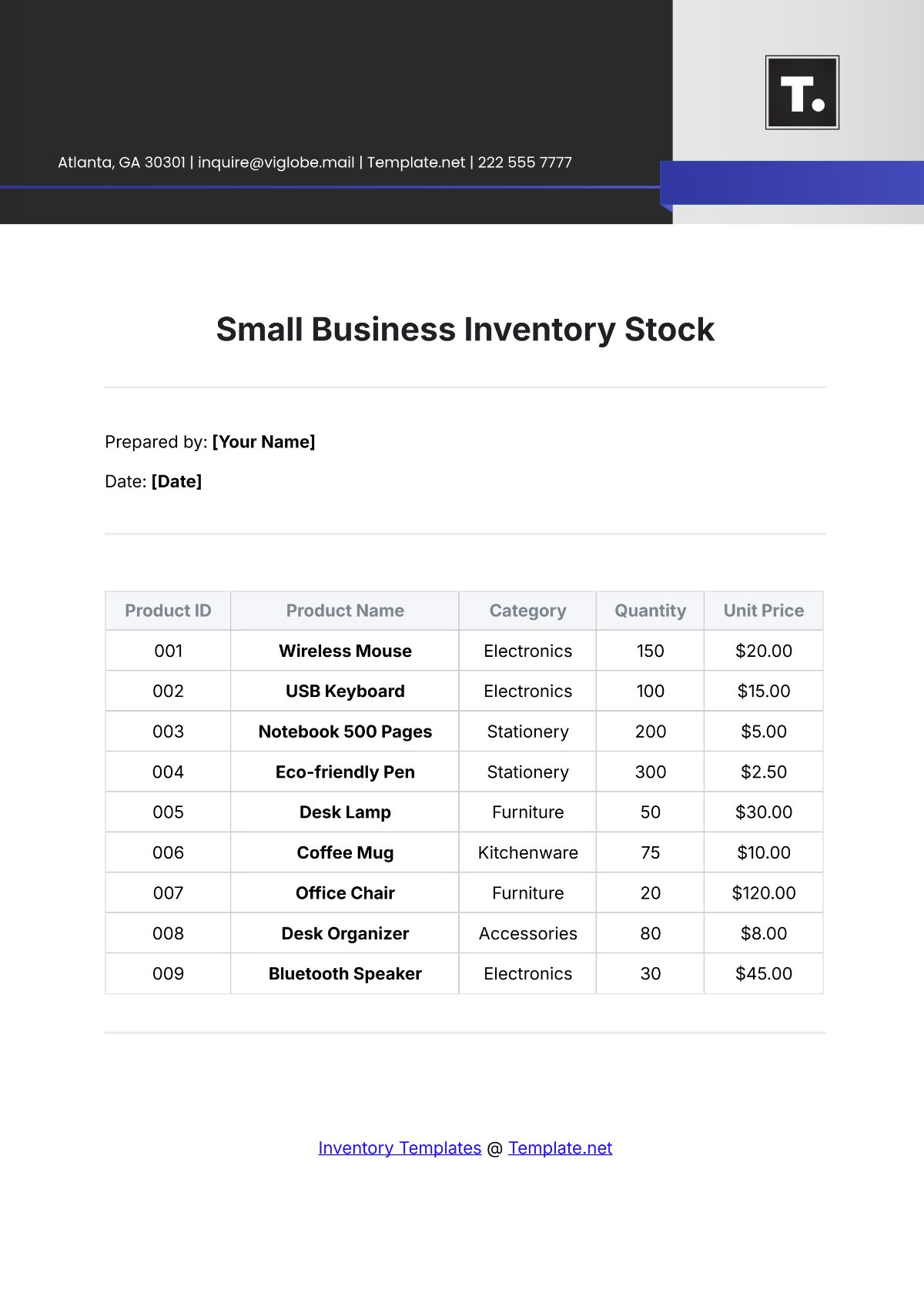 Small Business Inventory Stock Template - Edit Online & Download