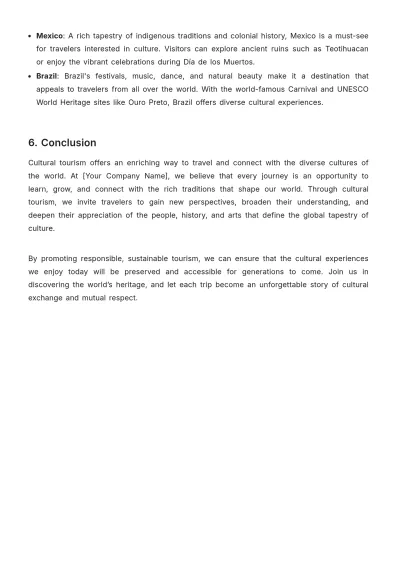 Free Tourism Cultural Guide Template to Edit Online