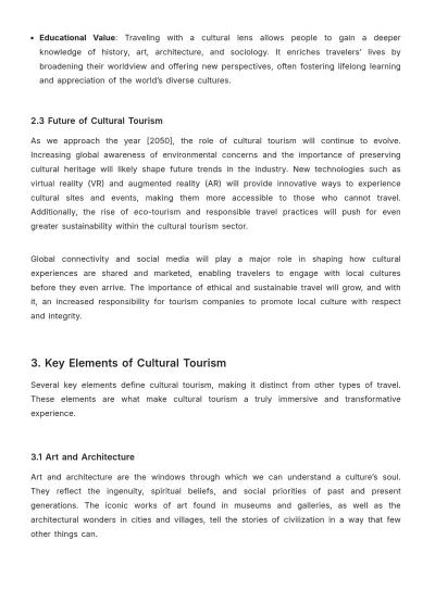 Free Tourism Cultural Guide Template to Edit Online