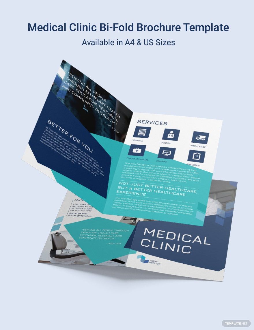 Medical Clinic Center Bi-Fold Brochure Template in Word, Google Docs, Illustrator, PSD, Publisher, InDesign