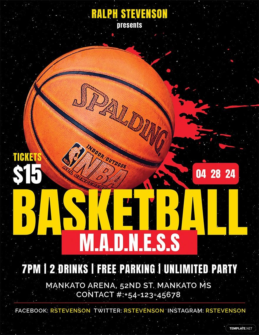 Basketball Madness Flyer Template in Word, Google Docs, Illustrator, PSD, Apple Pages, Publisher