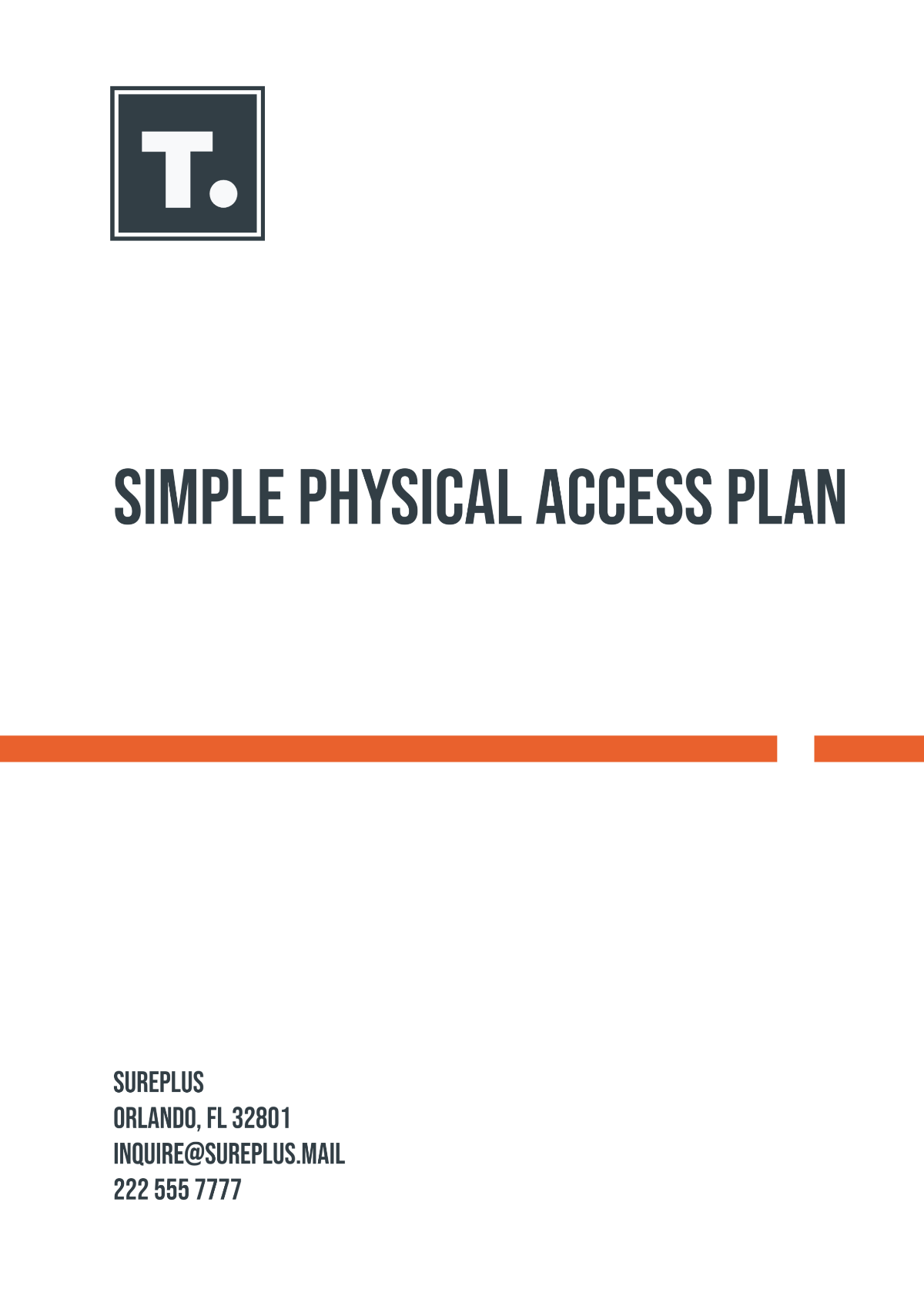 Simple Physical Access Plan Template - Edit Online & Download