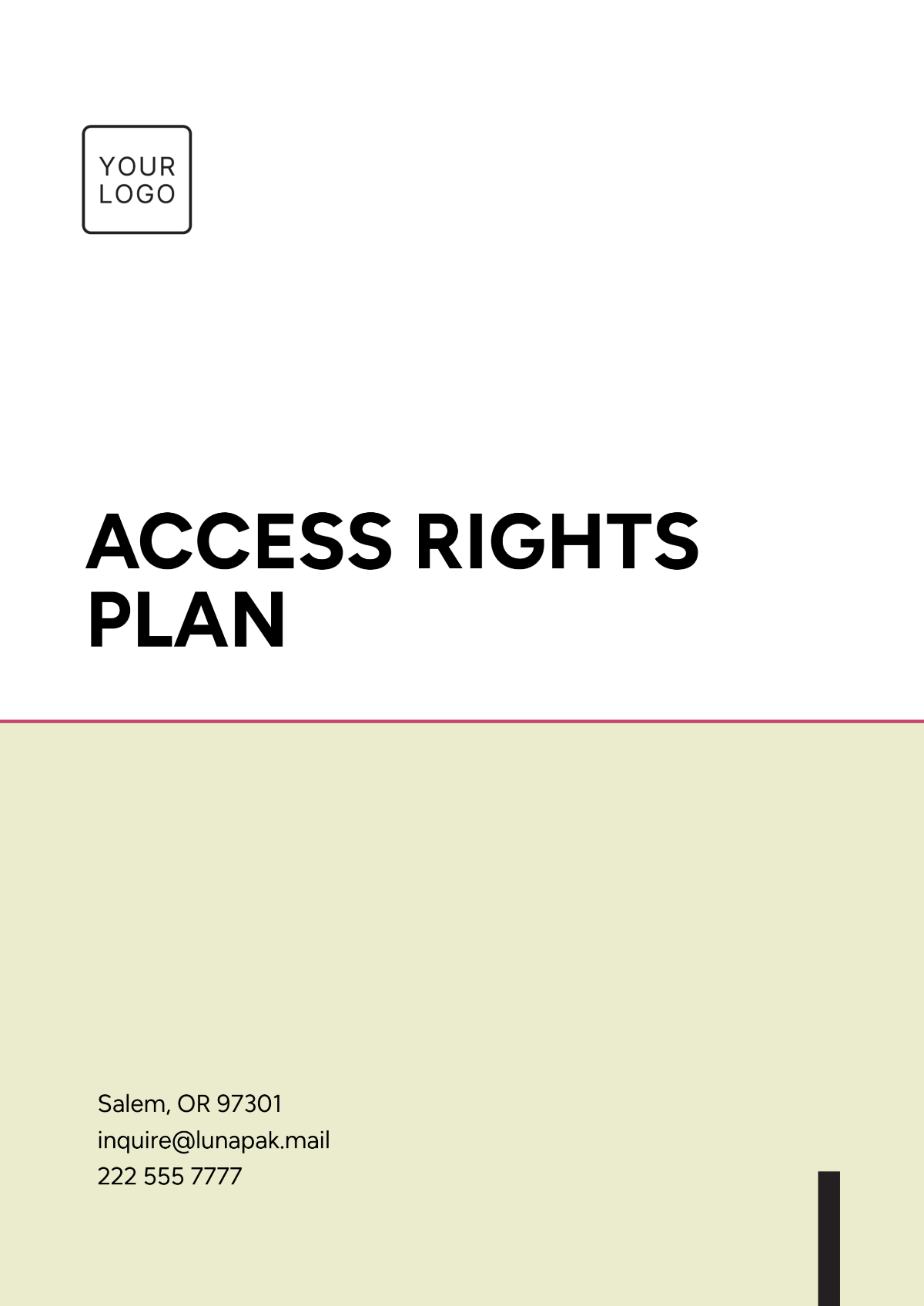 Access Rights Plan Template - Edit Online & Download