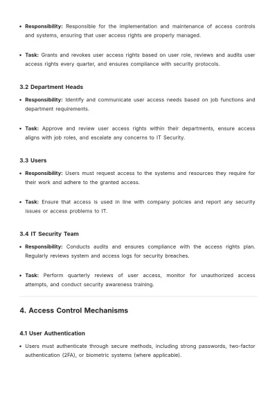 Free Access Rights Plan Template to Edit Online