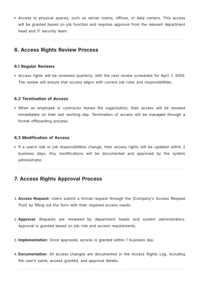 Free Access Rights Plan Template to Edit Online