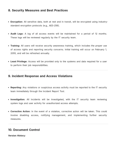 Free Access Rights Plan Template to Edit Online