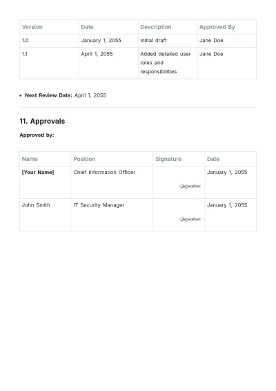 Free Access Rights Plan Template to Edit Online