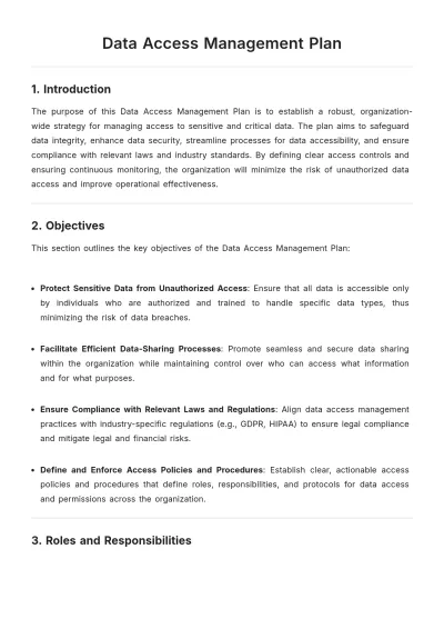 Free Data Access Management Plan Template to Edit Online