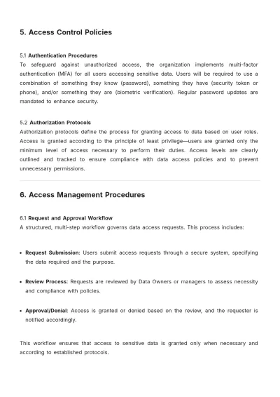 Free Data Access Management Plan Template to Edit Online