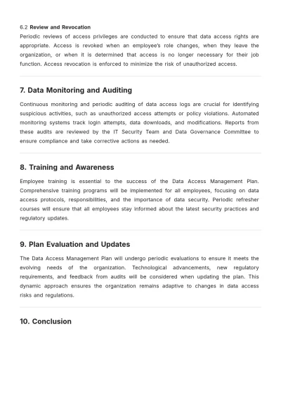 Free Data Access Management Plan Template to Edit Online