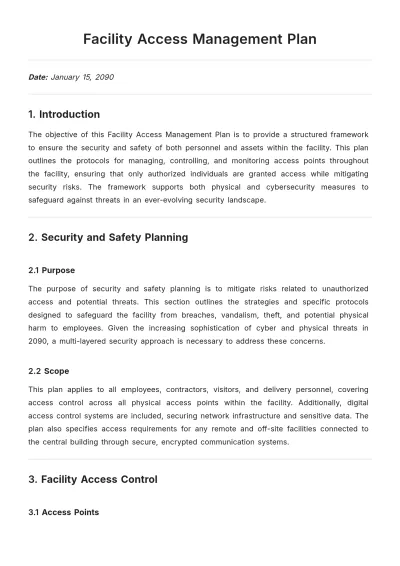Free Facility Access Management Plan Template to Edit Online