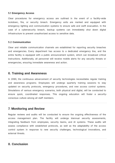 Free Facility Access Management Plan Template to Edit Online