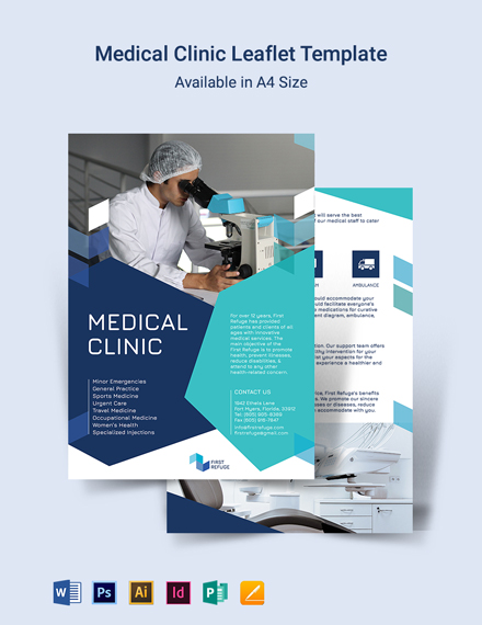 Medical Clinic Leaflet Template - Illustrator, InDesign, Word, PSD ...