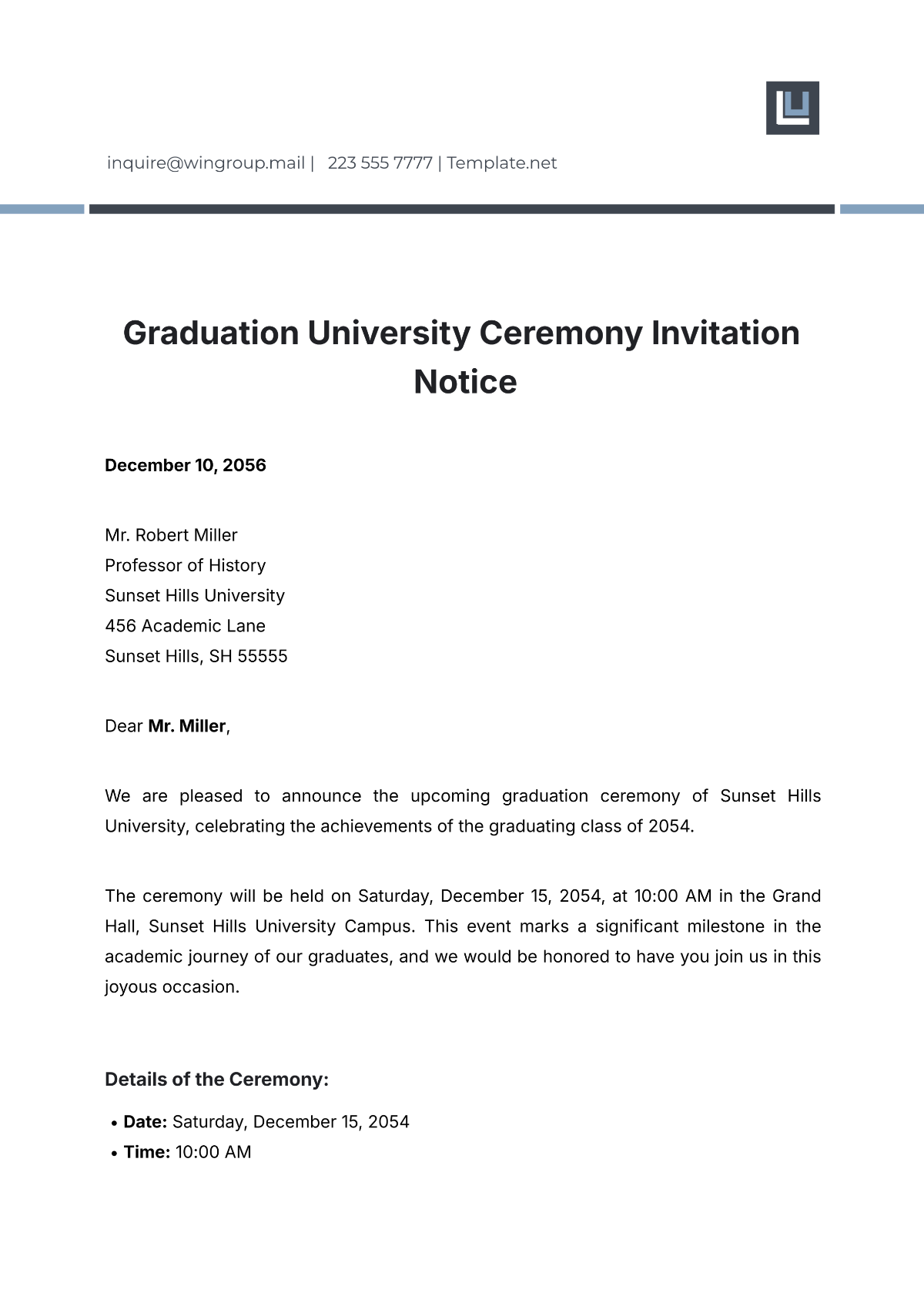 Graduation Invitation Letter Sample Graduation Invitation Letter Sample
